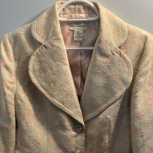 Women’s 8 Banana Republic pink and cream floral blazer with sparkle buttons
